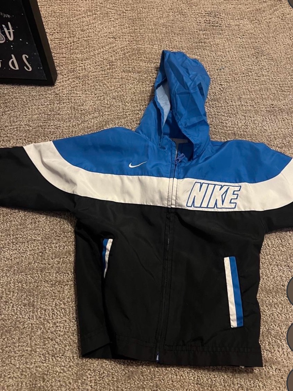 Nike toddler Blue & Black Hooded Windbreaker light Jacket size 3T